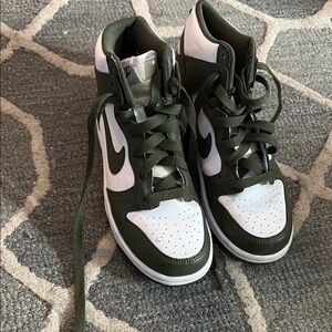 Nike Kids High-Top Sneakers - Green and White